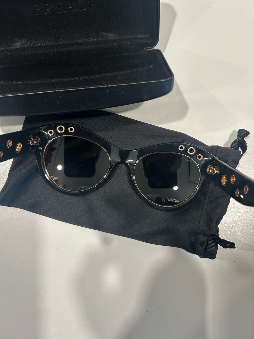 Versace Black Sunglasses with Gold Accents - Picture 5 of 7